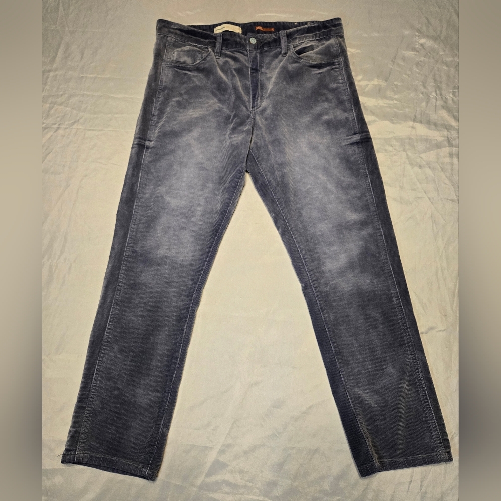 Anthropologie Pilcro Slim Boyfriend Corduroy Pants Blue Gray Retro Faded Size 32
